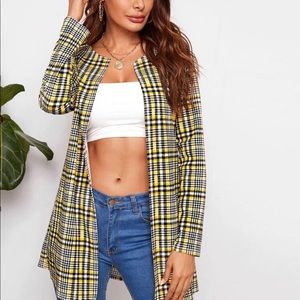 SHEIN Open Front Plaid Coat 🧥